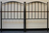 PAIR PATINATED IRON TWIN HEADB