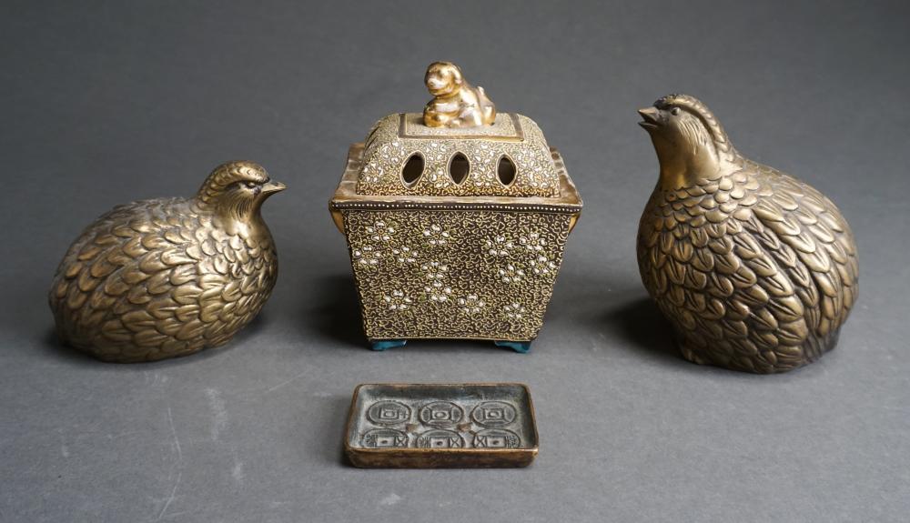 PAIR PATINATED METAL BIRDS,