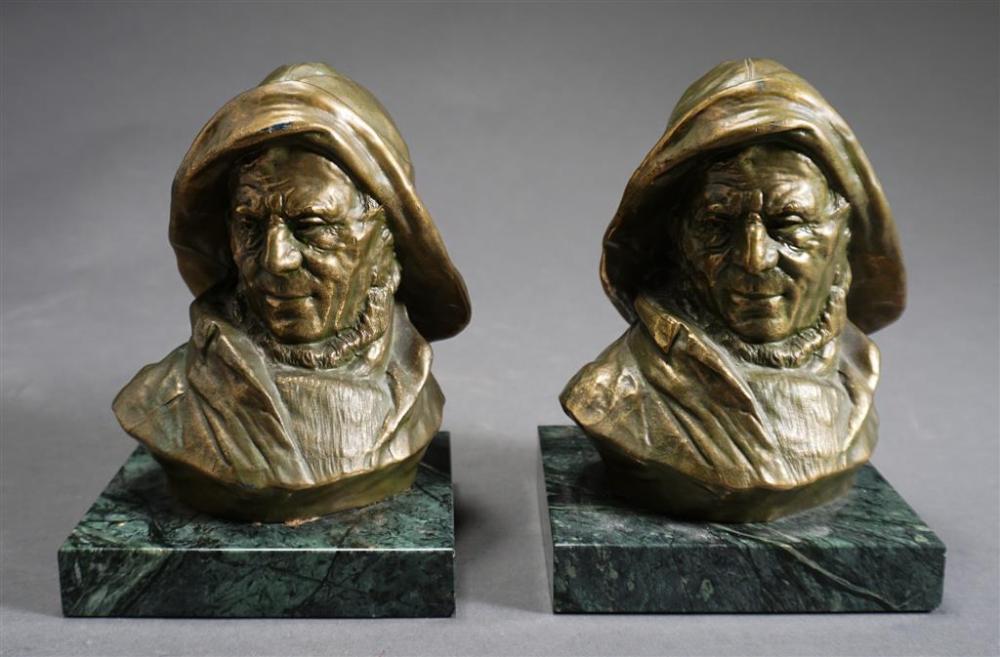 PAIR PATINATED METAL FIGURAL
