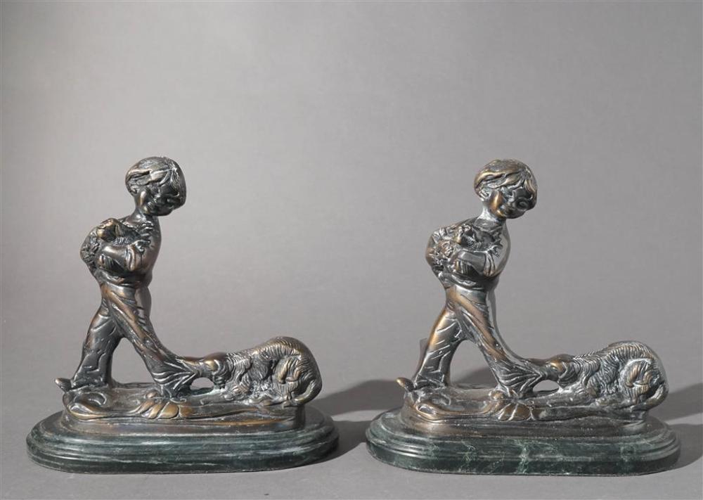 PAIR PATINATED METAL FIGURAL