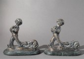 PAIR PATINATED METAL FIGURAL B