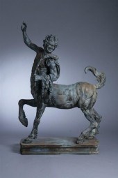 PAIR PATINATED METAL GARDEN SC