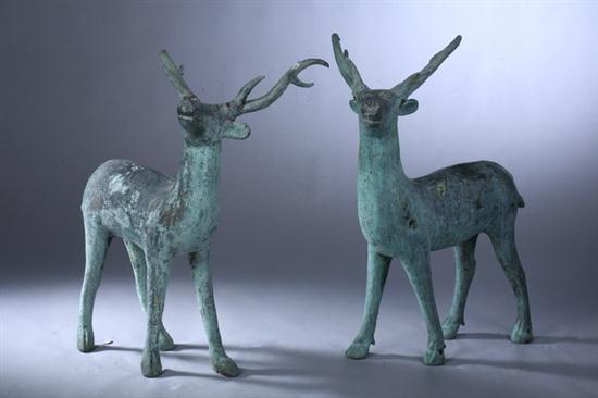 PAIR PATINATED-METAL GARDEN