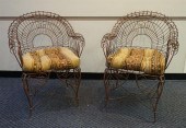 PAIR PATINATED METAL LOOSE CUS