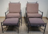 PAIR PATINATED METAL PATIO LOU