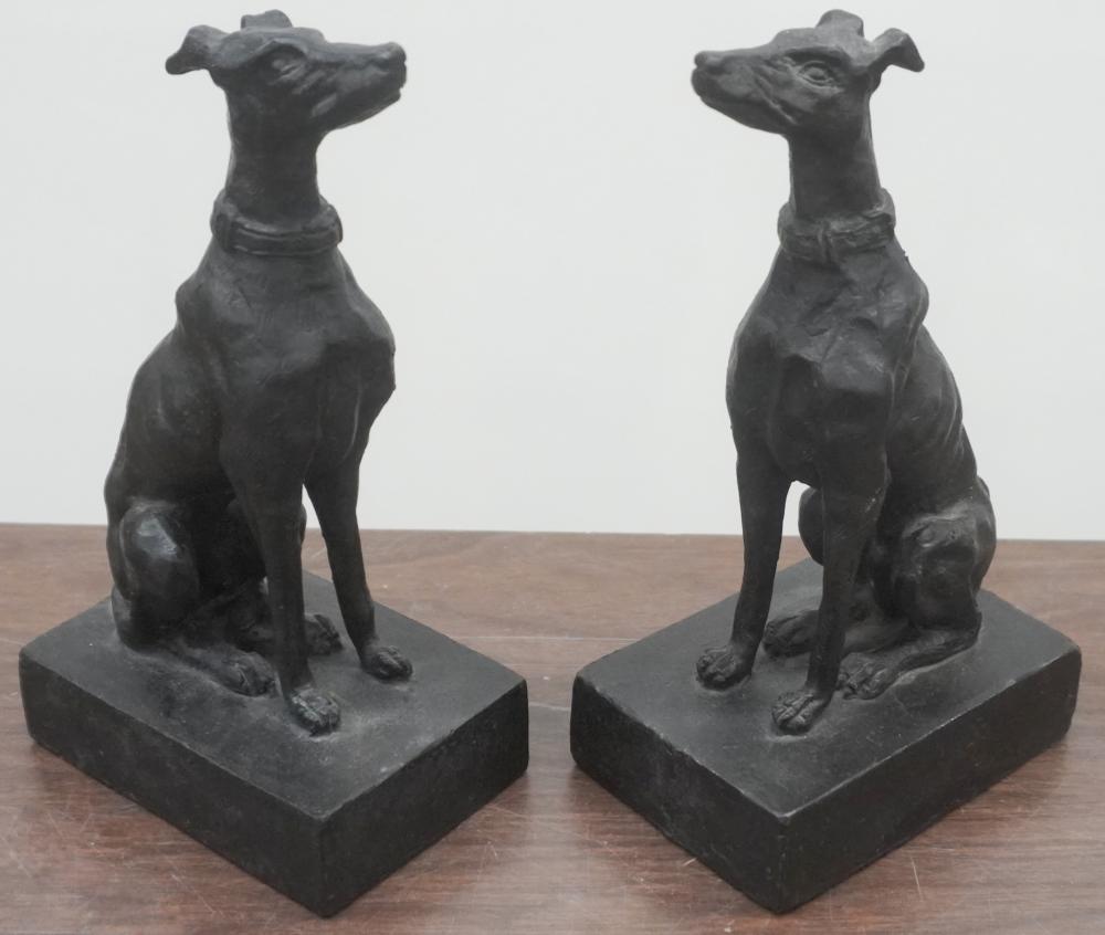 PAIR PATINATED METAL WHIPPET-FORM