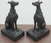 PAIR PATINATED METAL WHIPPET-F