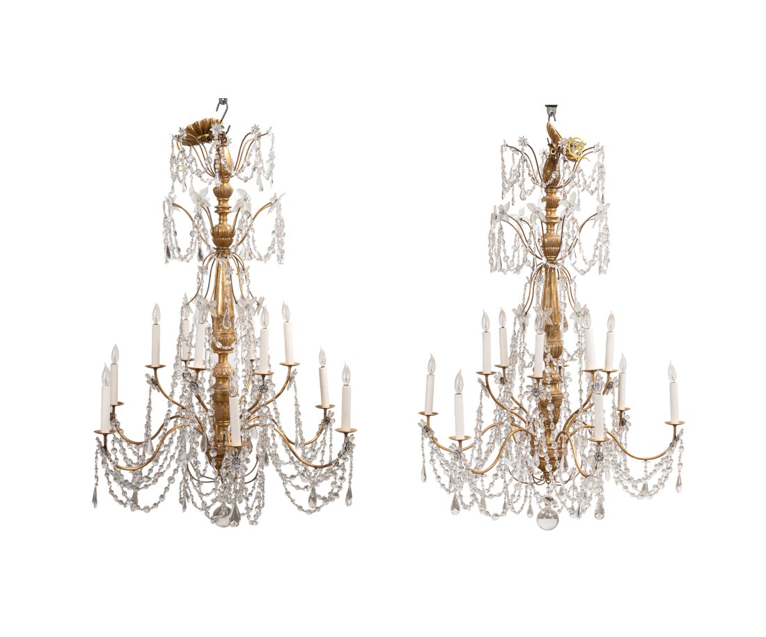 PAIR PAUL FERRANTE CRYSTAL 12-LIGHT