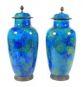 PAIR PAUL MILET SEVRES BLUE FL
