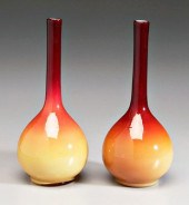 Pair peachblow bud vases: glos