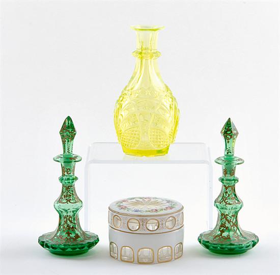 Pair perfume bottles enameled