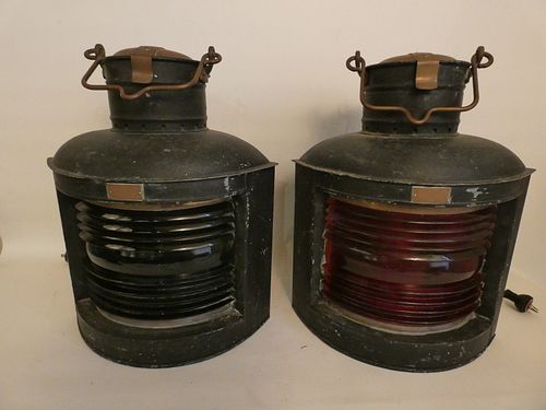 PAIR PERKO SHIP LANTERNSPair old
