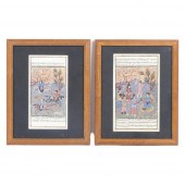PAIR PERSIAN HAND PAINTED ILLU