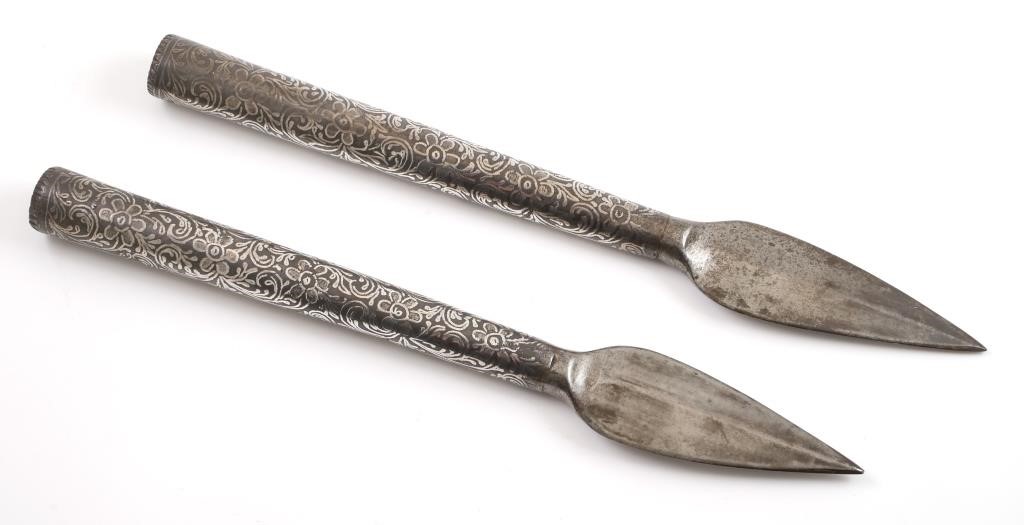 PAIR PERSIAN SILVER INLAID SILVER