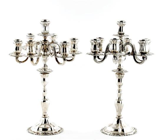 Pair Peruvian sterling candelabra