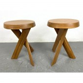 Pair Pierre Chapo style stools
