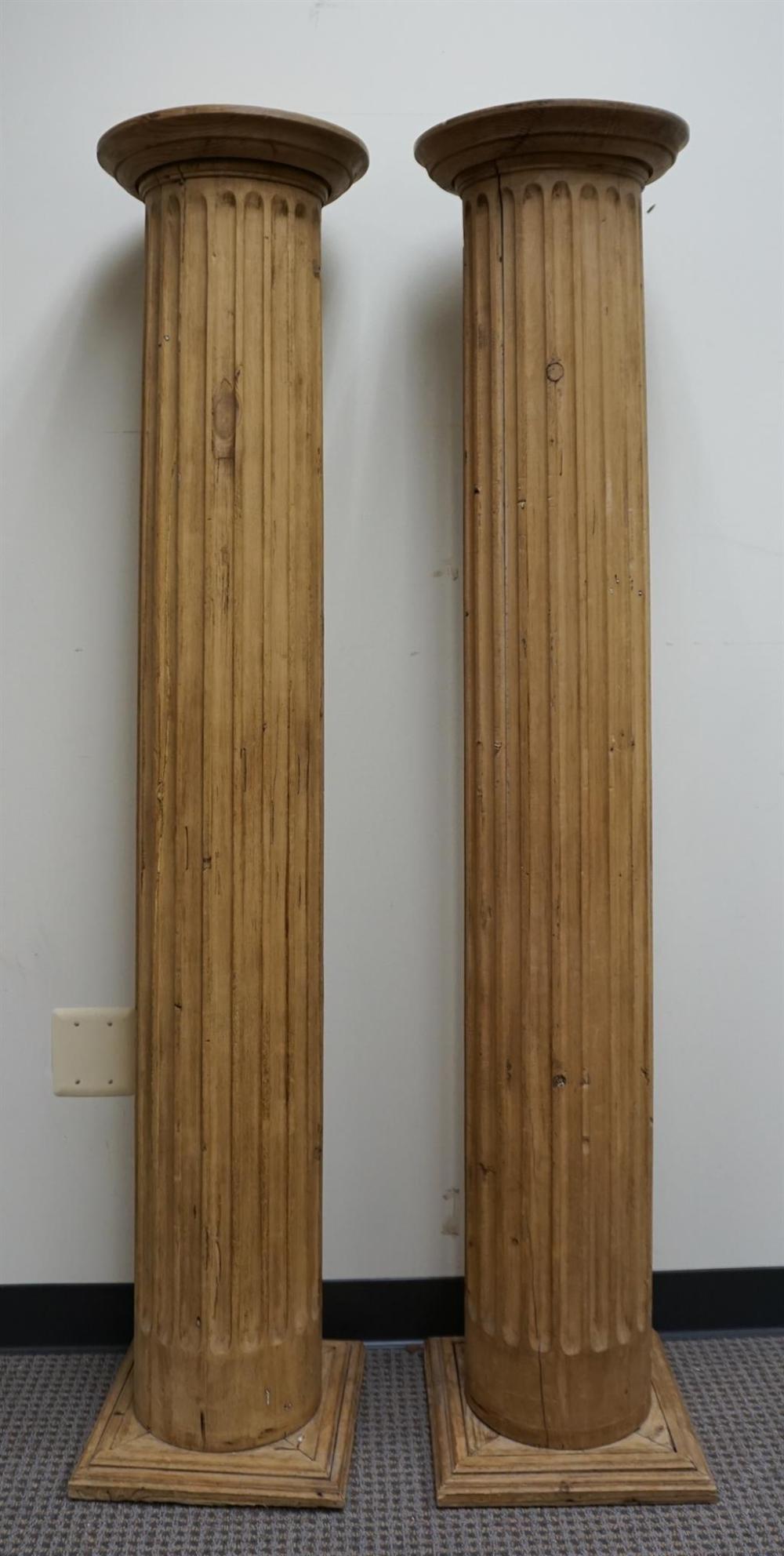 PAIR PINE ARCHITECTURAL COLUMNS, H: