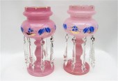PAIR PINK GLASS VICTORIAN LUST