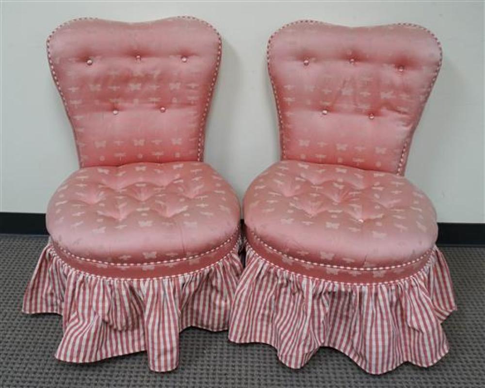 PAIR PINK UPHOLSTERED BOUDOIR