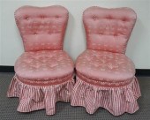 PAIR PINK UPHOLSTERED BOUDOIR