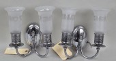 PAIR PLATED TWO-LIGHT SCONCESw