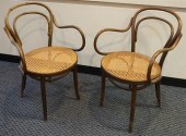 PAIR POLISH BENTWOOD CANED SEA