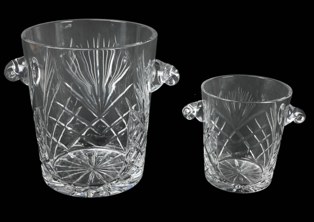 PAIR POLISH CUT CRYSTAL WINE OR ICE
