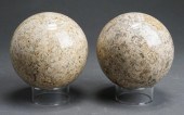 PAIR POLISHED BONE FOSSIL SPHE