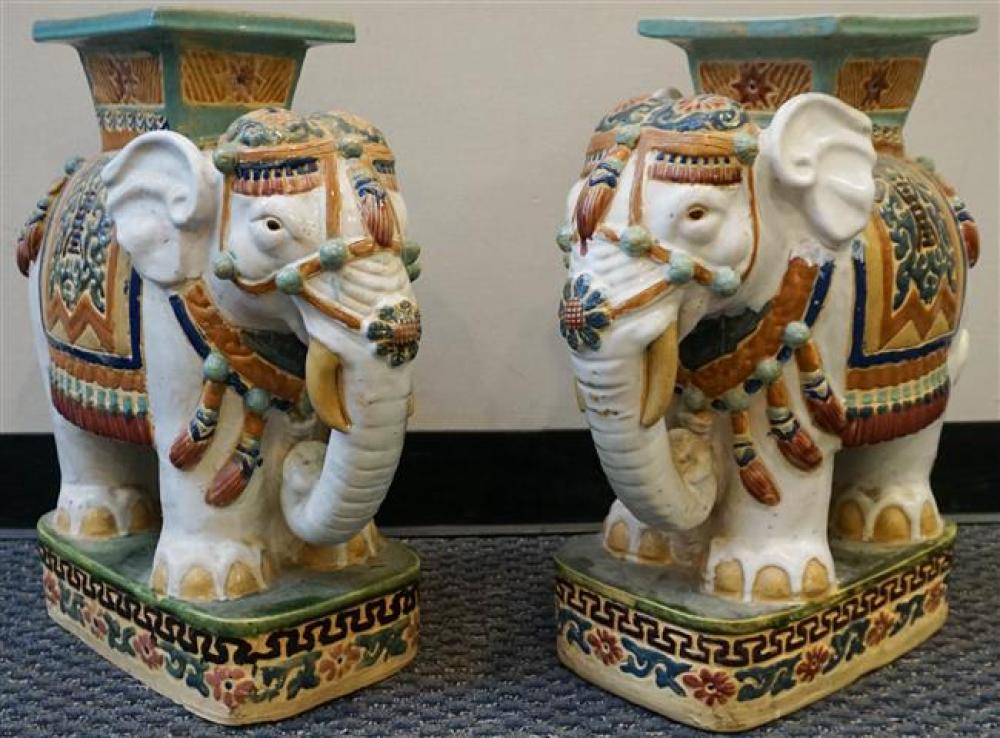 PAIR POLYCHROME DECORATED CERAMIC