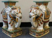 PAIR POLYCHROME DECORATED CERA
