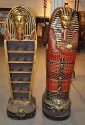PAIR POLYCHROME SARCOPHAGUS FO