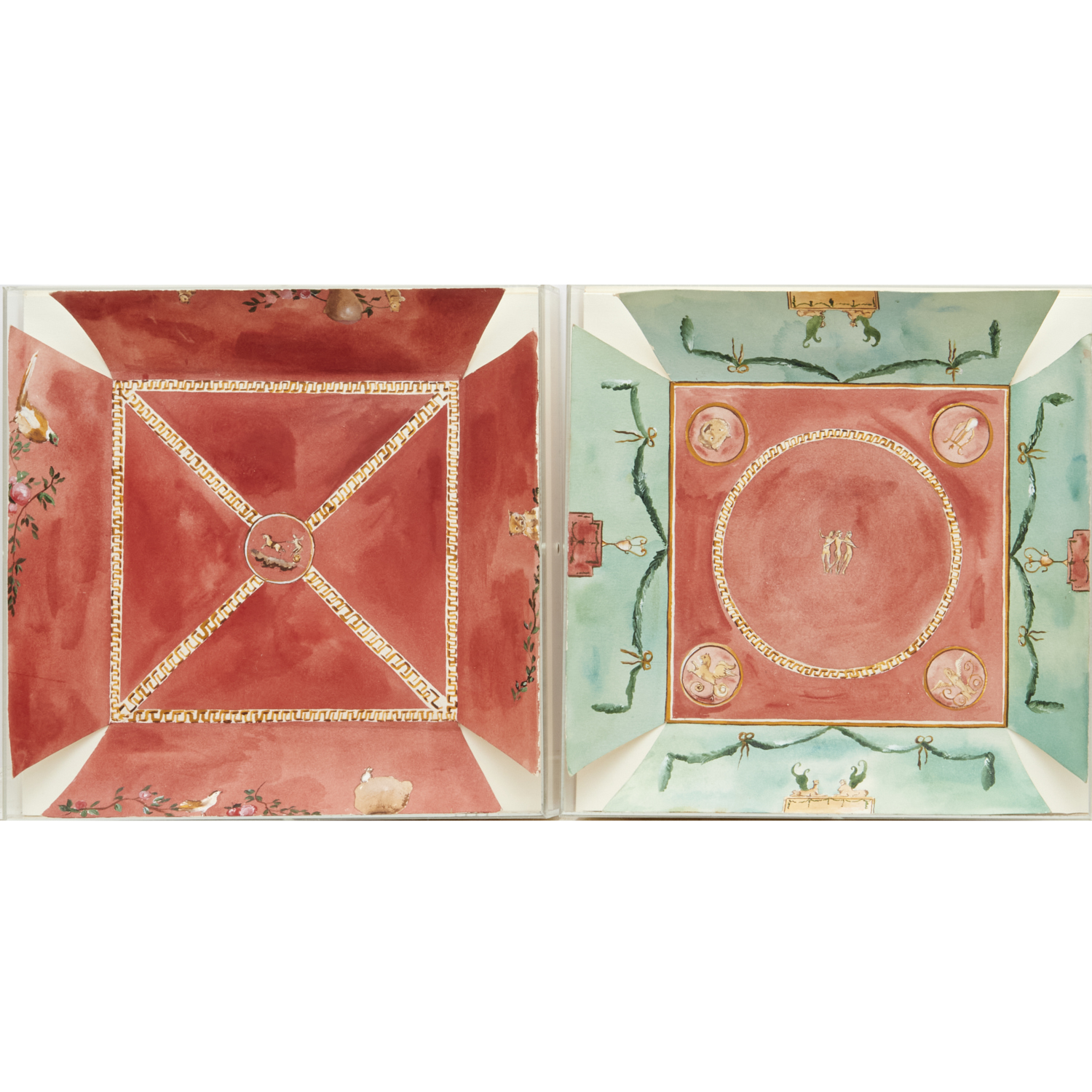 PAIR POMPEIIAN ARCHITECTURAL