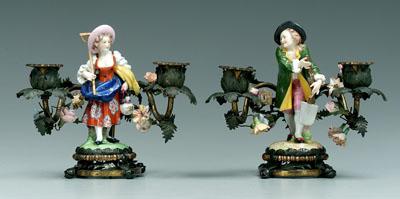 Pair porcelain and brass