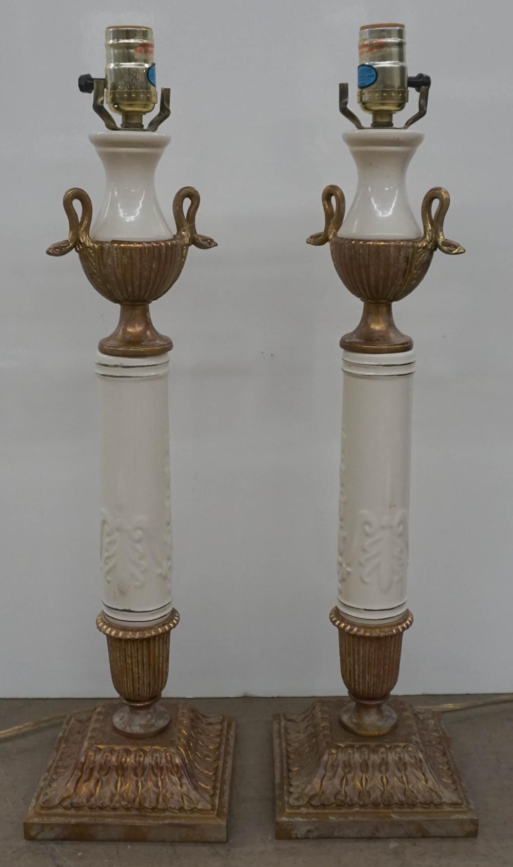 PAIR PORCELAIN AND GILT METAL
