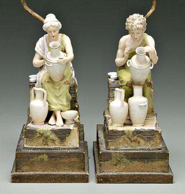 Pair porcelain lamp bases: