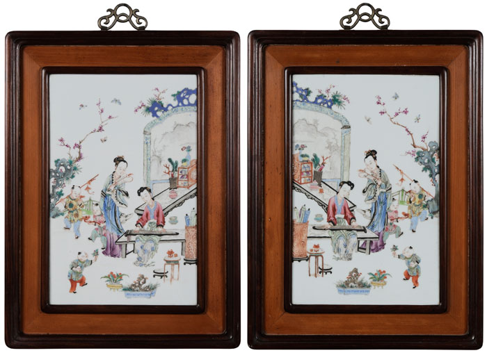 Pair Porcelain Plaques Chinese,