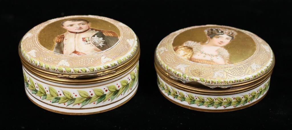 PAIR PORCELAIN TRINKET BOXES
