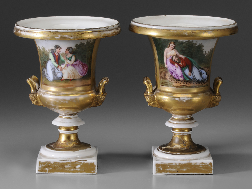 Pair Porcelain Urns probably