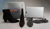 PAIR PRADA SUEDE BOOTIES AND P