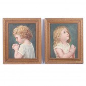 PAIR PRAYING CHILD PORTRAITS,