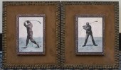 PAIR PRINTS OF GOLFERS, FRAME: