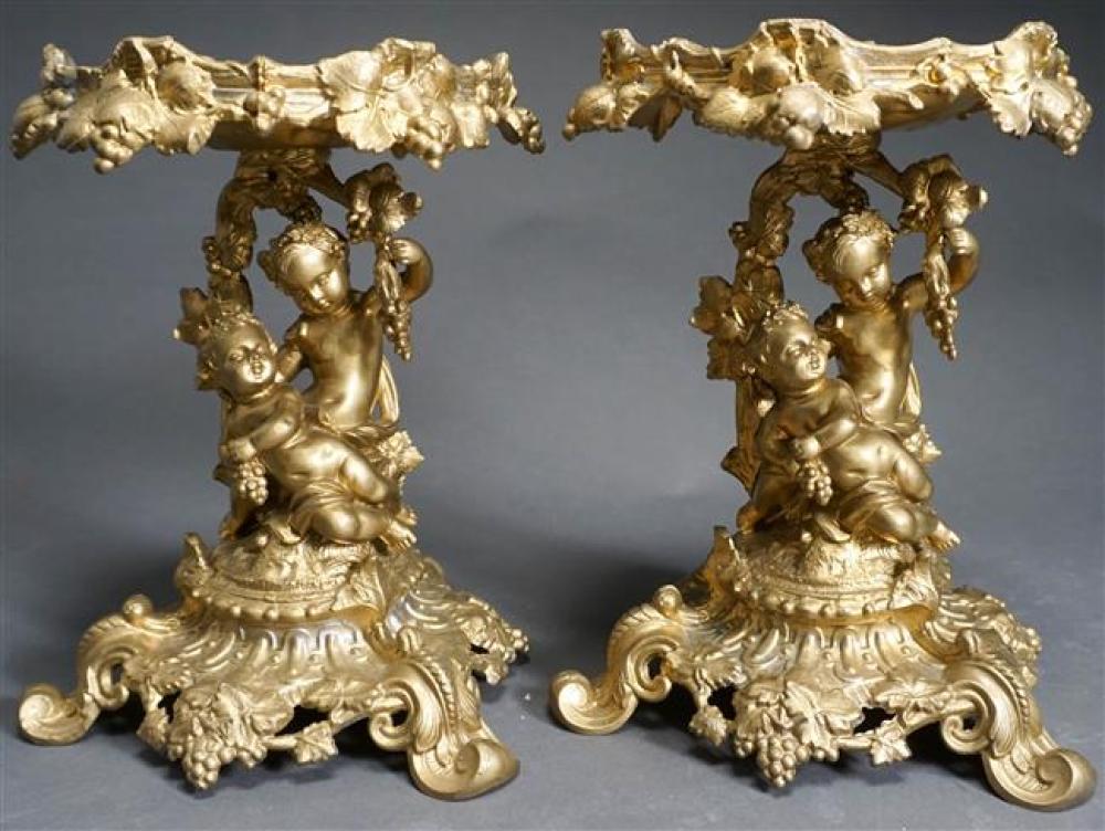 PAIR PUTTI-FORM PATINATED METAL