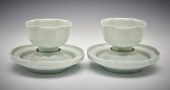 PAIR QINGBAI LOBED CUPSTANDS/C