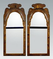Pair Queen Anne looking glasse