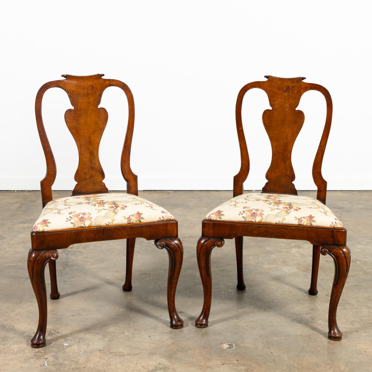 PAIR, QUEEN ANNE-STYLE BURL