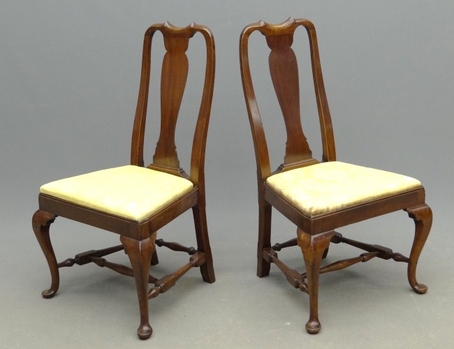 Pair Queen Anne style chairs with