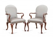 PAIR QUEEN ANNE STYLE MAHOGANY