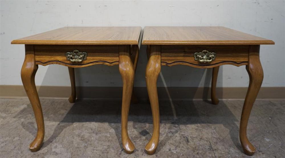 PAIR QUEEN ANNE STYLE OAK FINISH