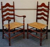 PAIR QUEEN ANNE STYLE STAINED