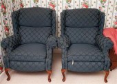PAIR QUEEN ANNE STYLE UPHOLSTE